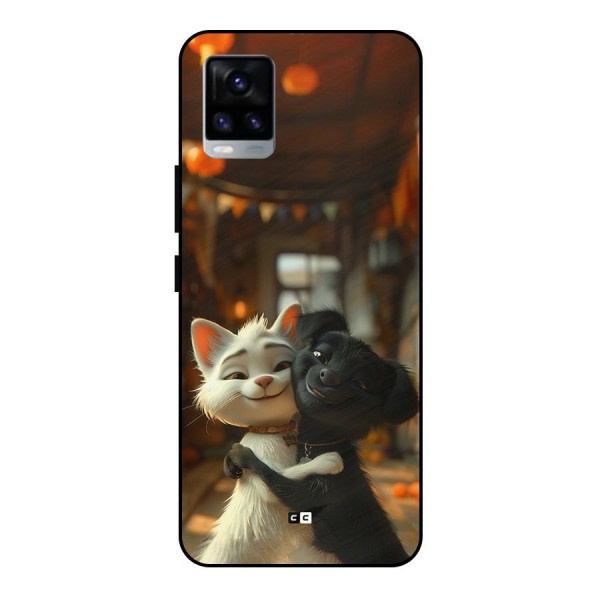 Cute Cat Dog Metal Back Case for Vivo V20