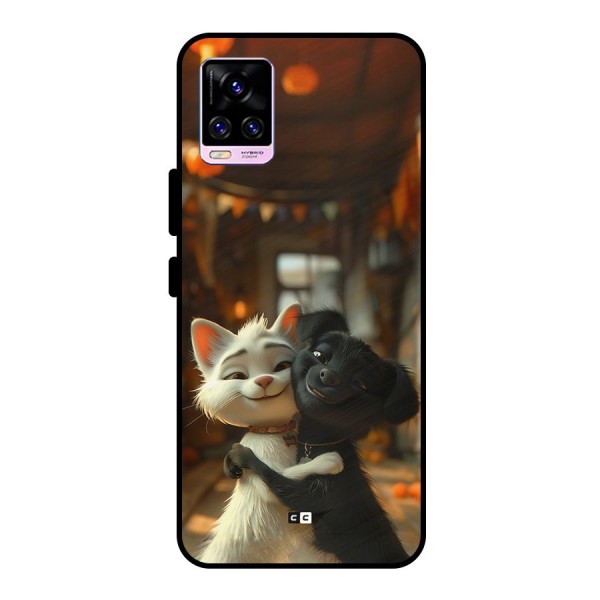 Cute Cat Dog Metal Back Case for Vivo V20 Pro