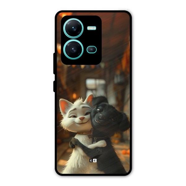 Cute Cat Dog Metal Back Case for Vivo V25