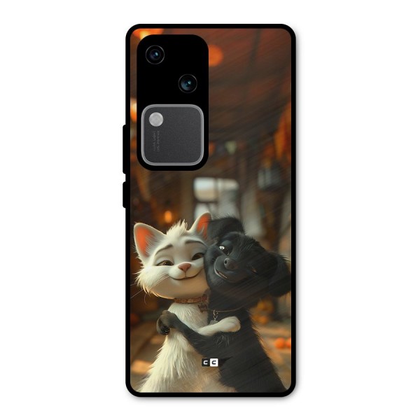 Cute Cat Dog Metal Back Case for Vivo V30