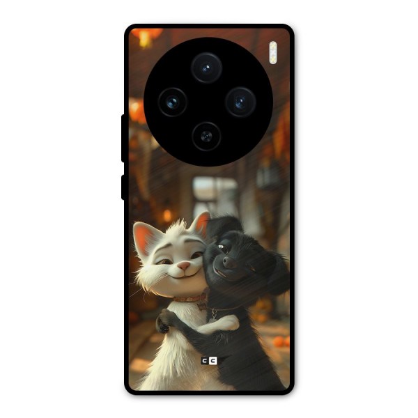 Cute Cat Dog Metal Back Case for Vivo X100