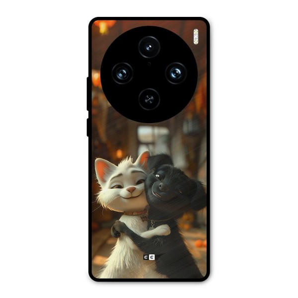 Cute Cat Dog Metal Back Case for Vivo X100 Pro