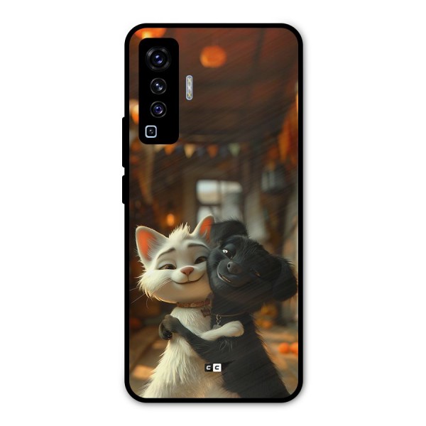 Cute Cat Dog Metal Back Case for Vivo X50