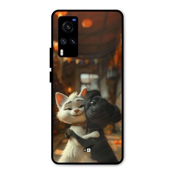 Cute Cat Dog Metal Back Case for Vivo X60