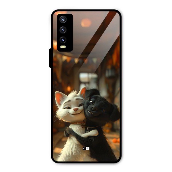 Cute Cat Dog Metal Back Case for Vivo Y20 2021