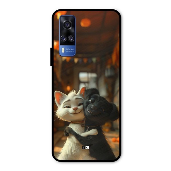 Cute Cat Dog Metal Back Case for Vivo Y31