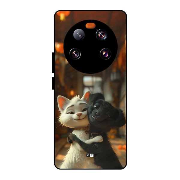 Cute Cat Dog Metal Back Case for Xiaomi 13 Ultra