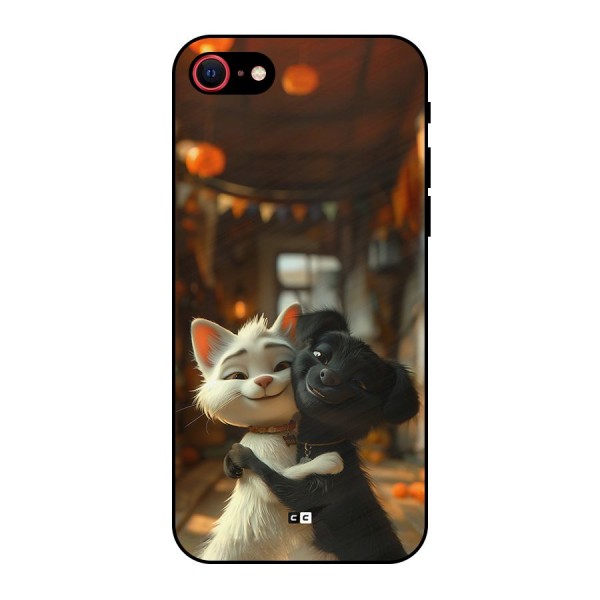 Cute Cat Dog Metal Back Case for iPhone 7