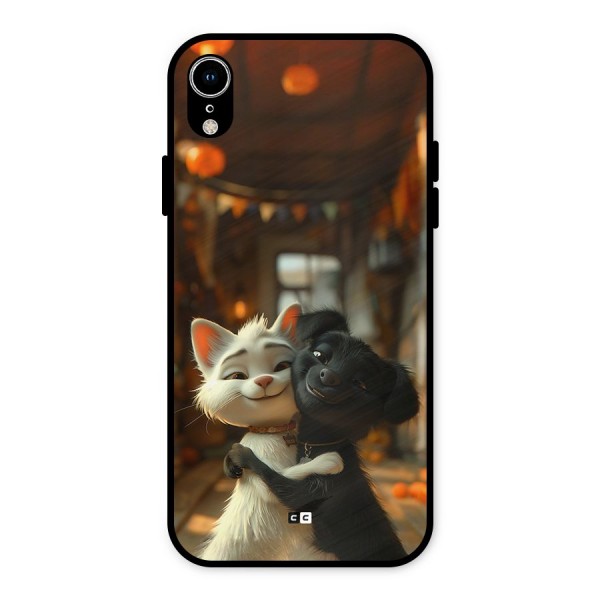 Cute Cat Dog Metal Back Case for iPhone XR