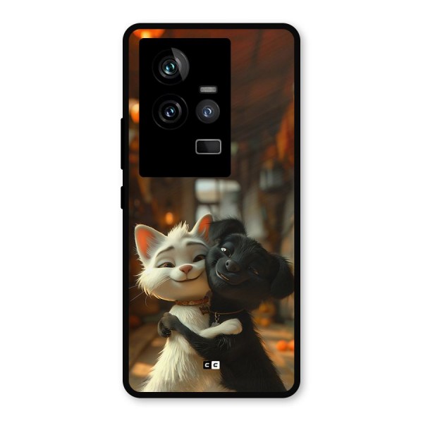 Cute Cat Dog Metal Back Case for iQOO 11 5G