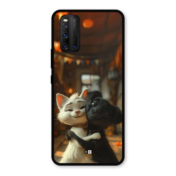 Cute Cat Dog Metal Back Case for iQOO 3