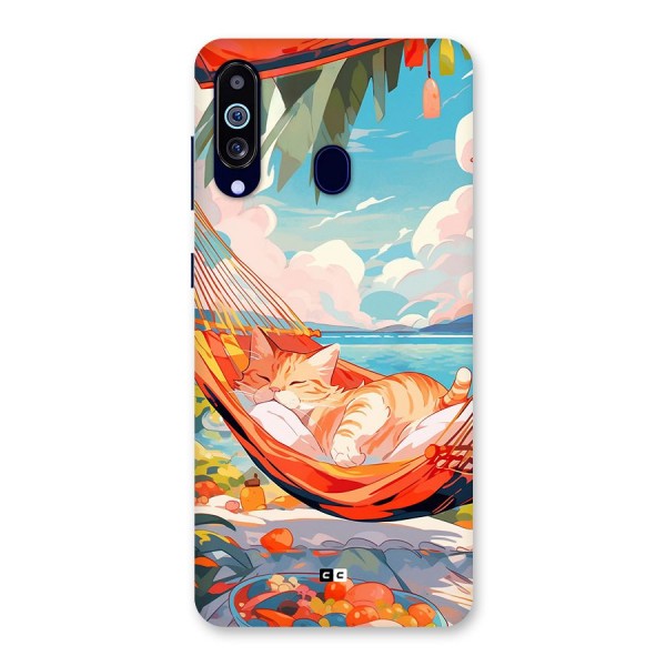 Cute Cat On Beach Back Case for Galaxy A60