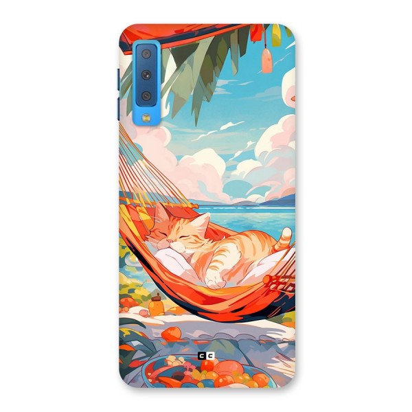 Cute Cat On Beach Back Case for Galaxy A7 (2018)