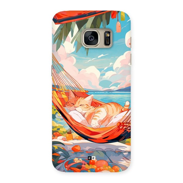 Cute Cat On Beach Back Case for Galaxy S7