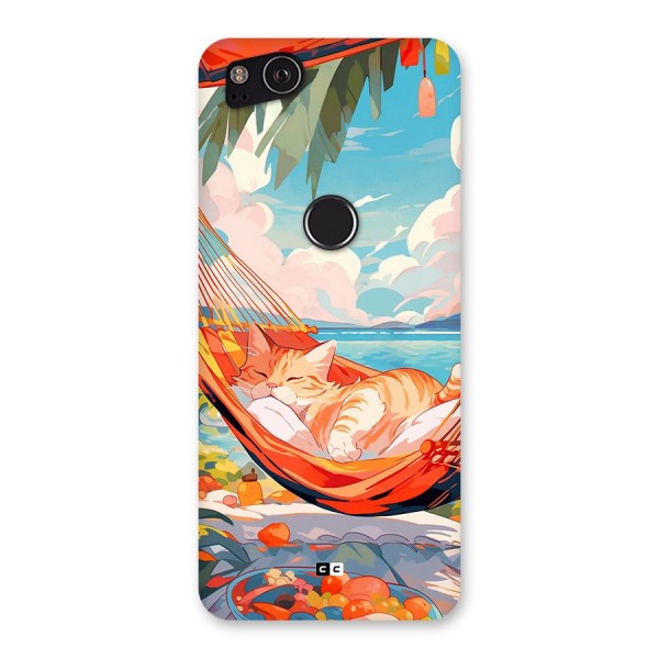 Cute Cat On Beach Back Case for Google Pixel 2