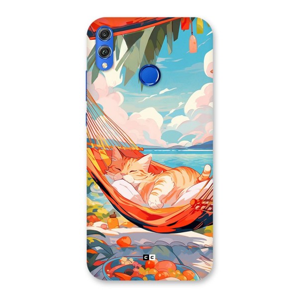 Cute Cat On Beach Back Case for Honor 8X