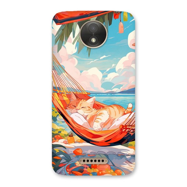 Cute Cat On Beach Back Case for Moto C Plus