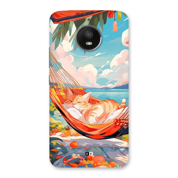 Cute Cat On Beach Back Case for Moto E4 Plus