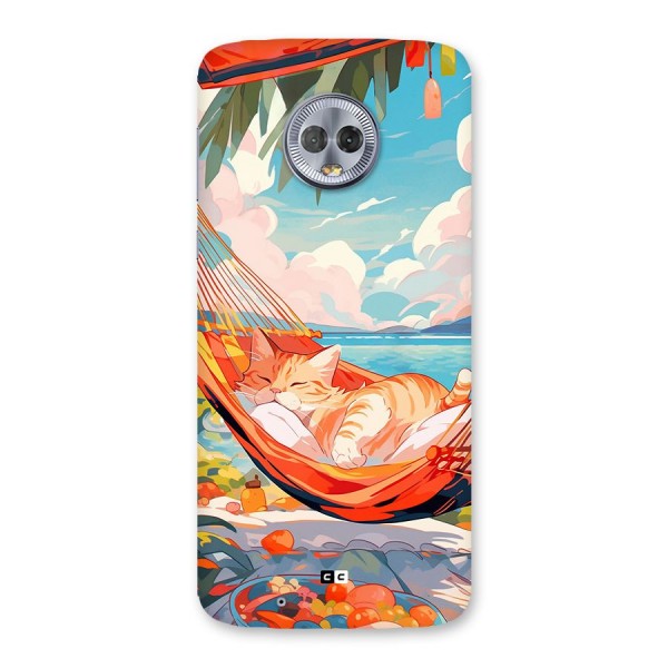 Cute Cat On Beach Back Case for Moto G6