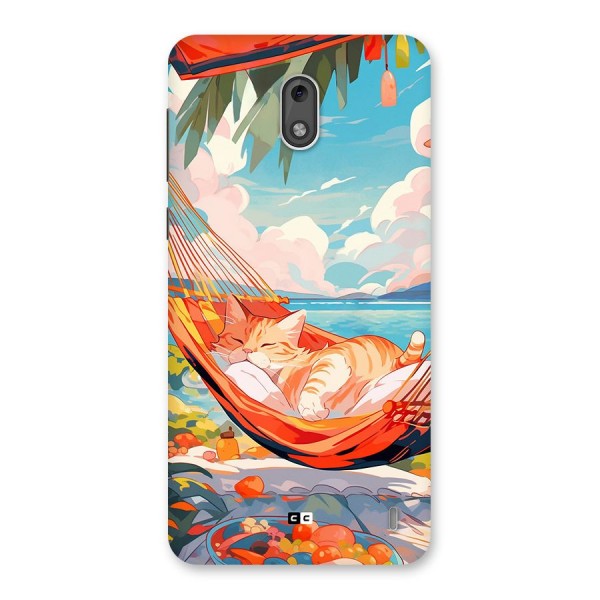 Cute Cat On Beach Back Case for Nokia 2