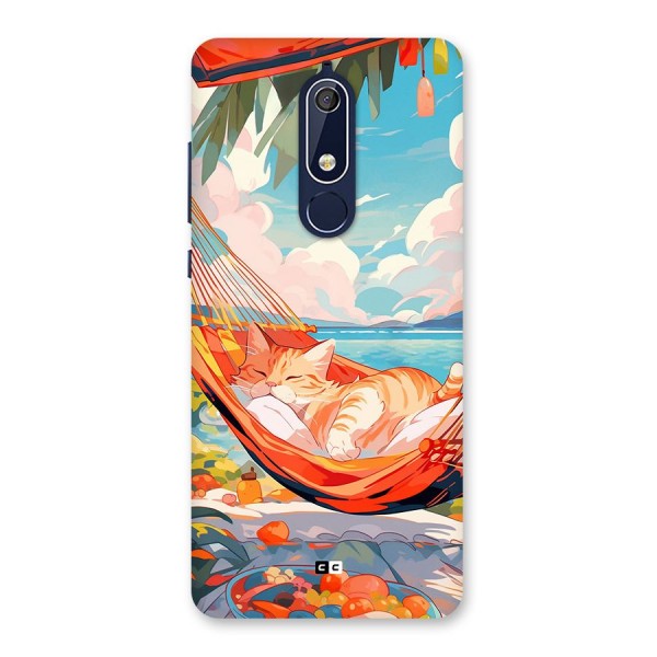 Cute Cat On Beach Back Case for Nokia 5.1