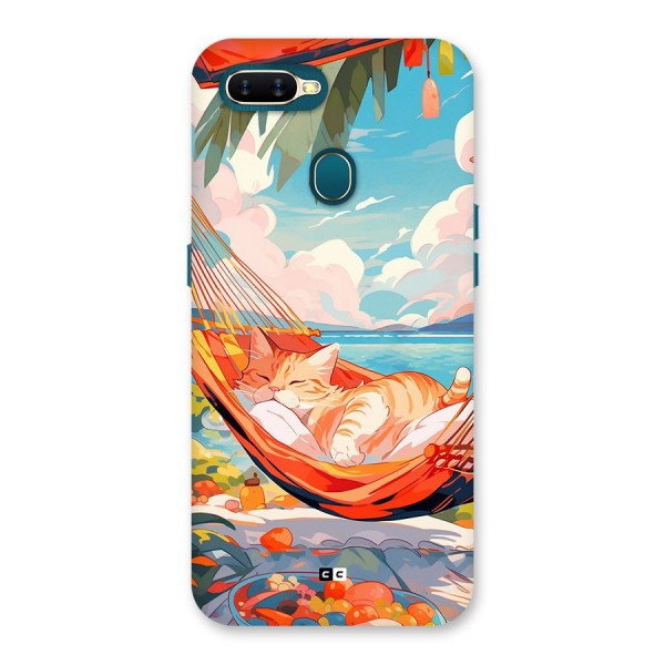 Cute Cat On Beach Back Case for Oppo A12