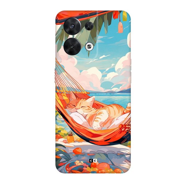 Cute Cat On Beach Back Case for Oppo Reno8 5G