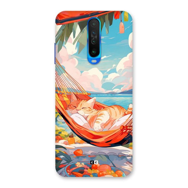 Cute Cat On Beach Back Case for Poco X2