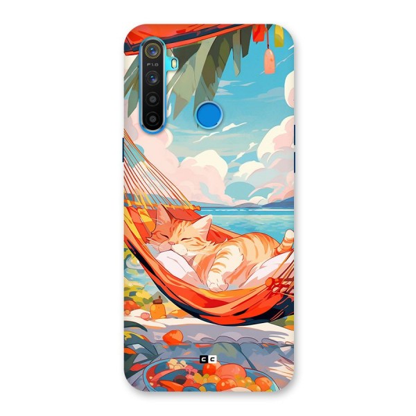 Cute Cat On Beach Back Case for Realme 5s