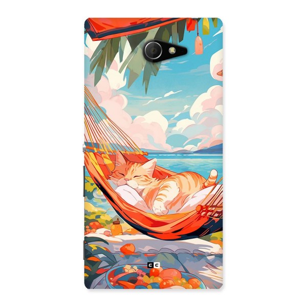 Cute Cat On Beach Back Case for Xperia M2