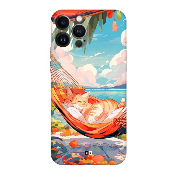 Cute Cat On Beach Back Case for iPhone 13 Pro Max