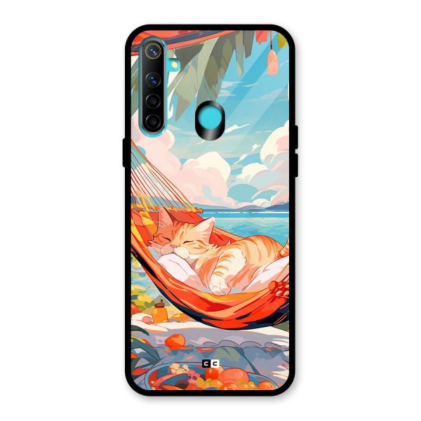 Cute Cat On Beach Glass Back Case for Realme 5