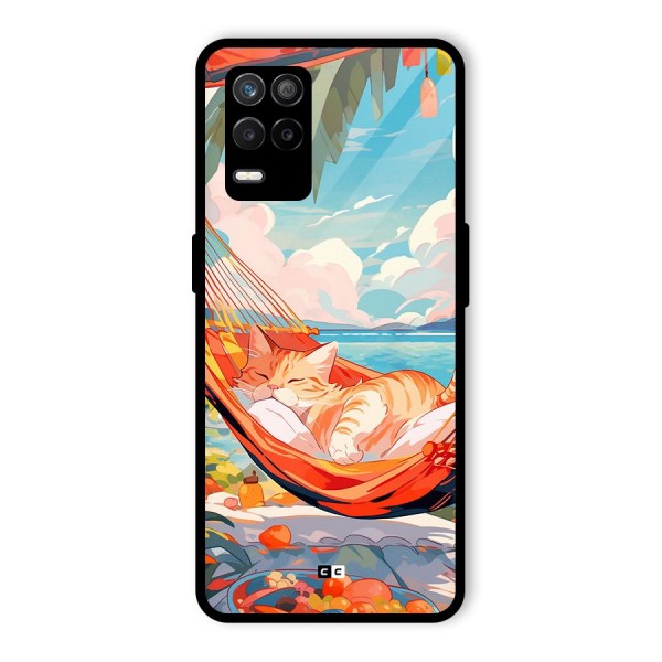 Cute Cat On Beach Glass Back Case for Realme 8s 5G