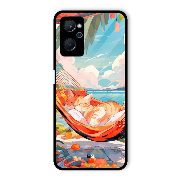 Cute Cat On Beach Glass Back Case for Realme 9i