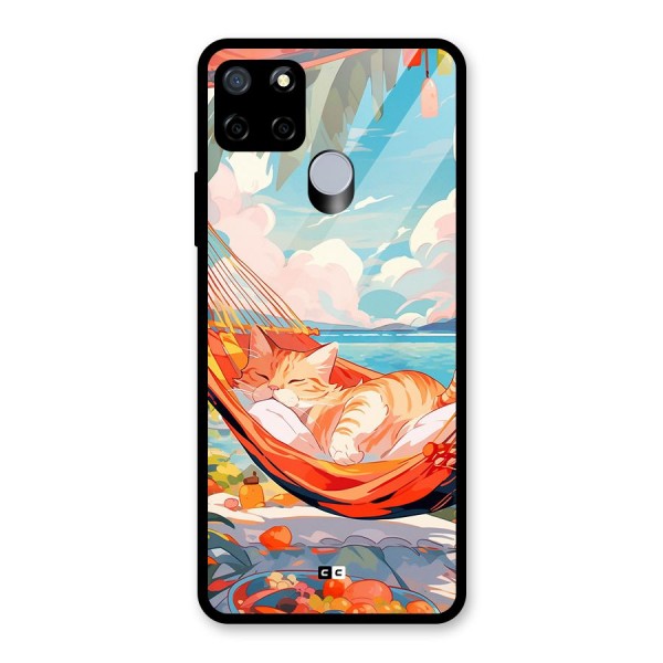 Cute Cat On Beach Glass Back Case for Realme C12