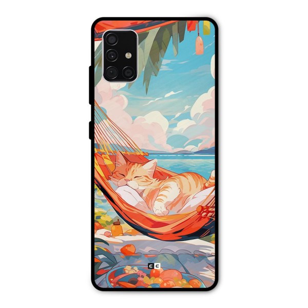 Cute Cat On Beach Metal Back Case for Galaxy A51