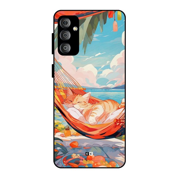 Cute Cat On Beach Metal Back Case for Galaxy F23