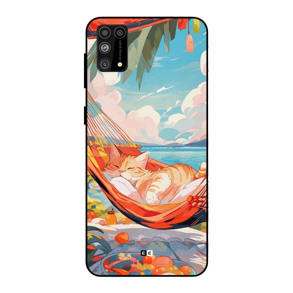 Cute Cat On Beach Metal Back Case for Galaxy F41