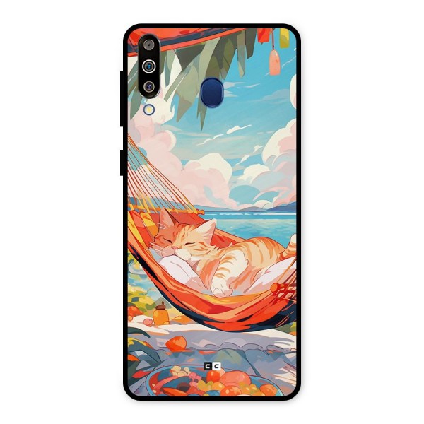 Cute Cat On Beach Metal Back Case for Galaxy M30