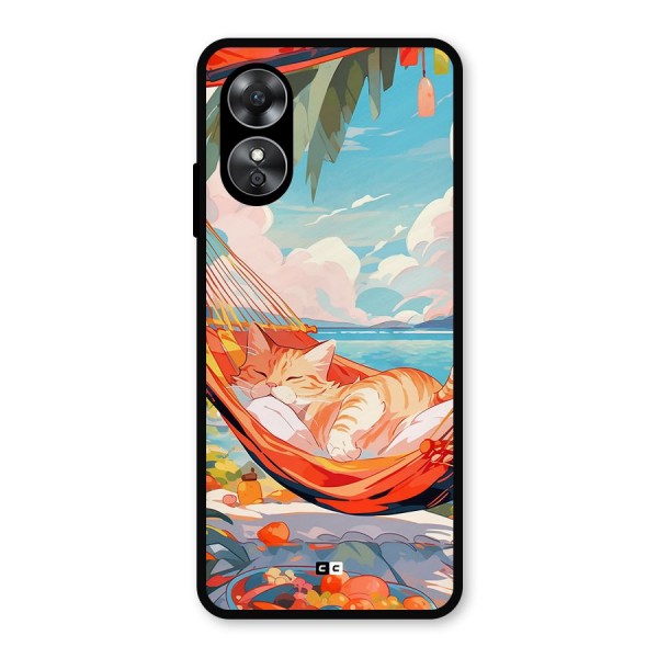 Cute Cat On Beach Metal Back Case for Oppo A17