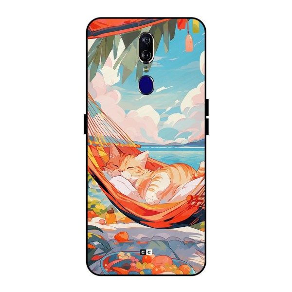 Cute Cat On Beach Metal Back Case for Oppo F11