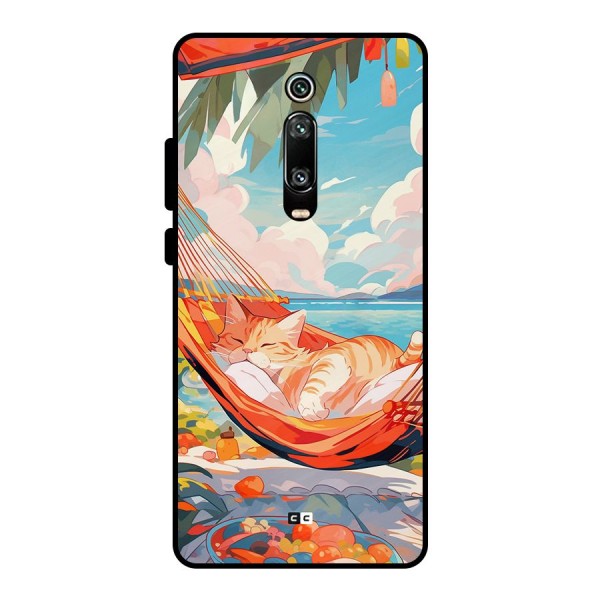 Cute Cat On Beach Metal Back Case for Redmi K20