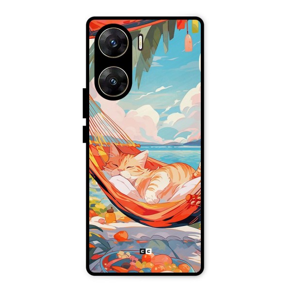 Cute Cat On Beach Metal Back Case for Vivo V29e