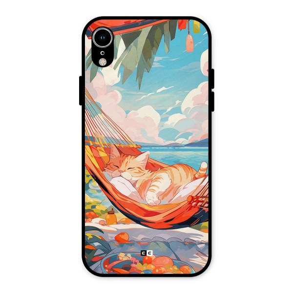 Cute Cat On Beach Metal Back Case for iPhone XR