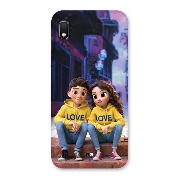 Cute Couple Sitting Back Case for Galaxy A10