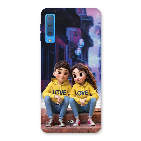 Cute Couple Sitting Back Case for Galaxy A7 (2018)