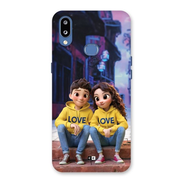 Cute Couple Sitting Back Case for Galaxy M01s