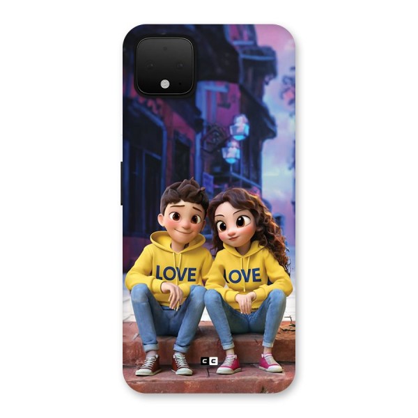 Cute Couple Sitting Back Case for Google Pixel 4 XL