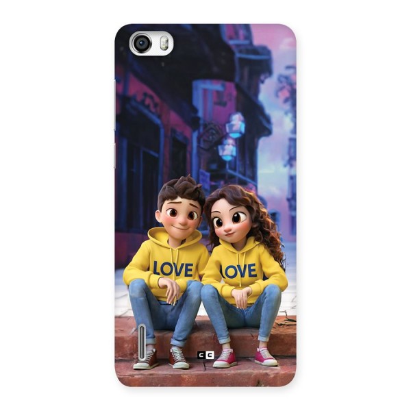 Cute Couple Sitting Back Case for Honor 6