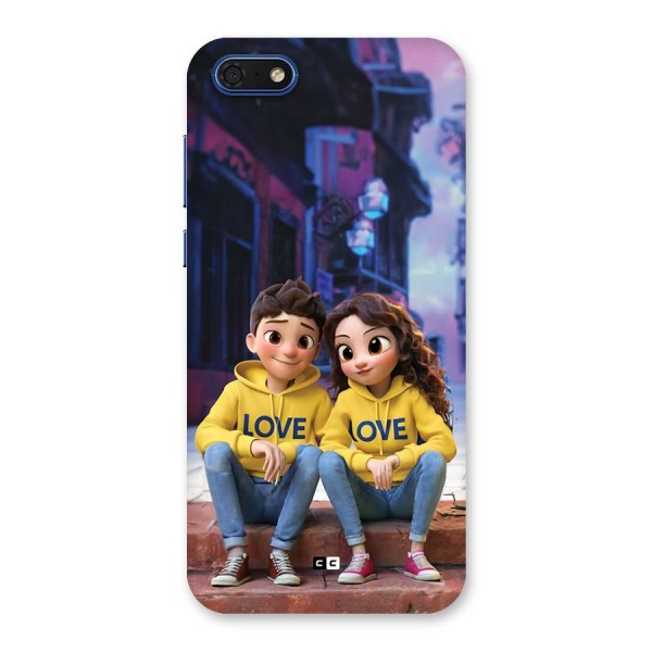 Cute Couple Sitting Back Case for Honor 7s